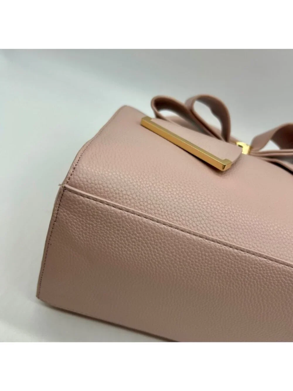 Grossi Pink Faux Leather Poppy Bowtie Top Handle Satchel Bag